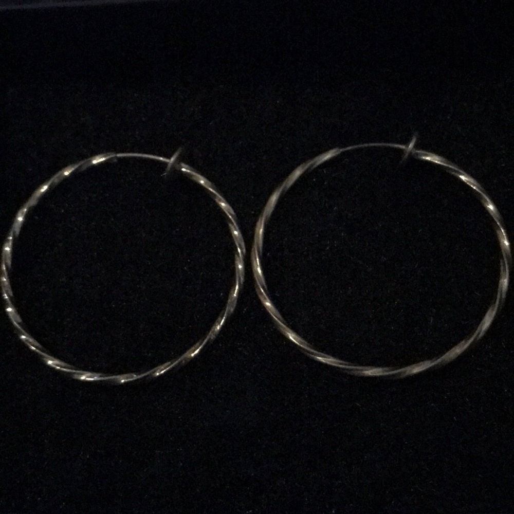 Clip on dangle dangly earrings silver hoops!!